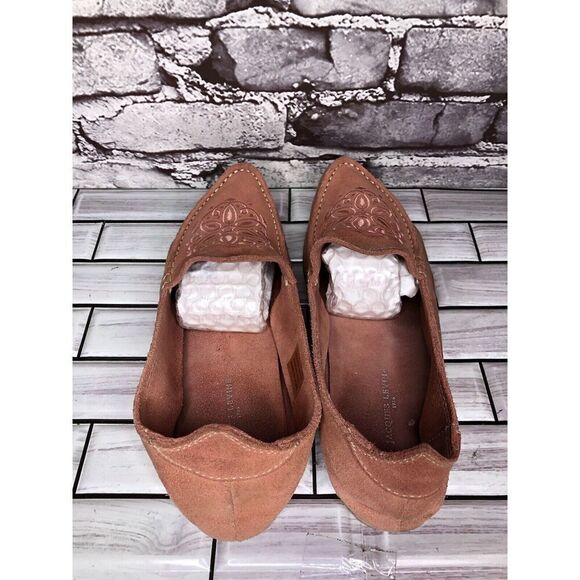 Jacques Levine 1936 Pink Suede Leather Floral Pointed Toe Flats Women Sz 10M US - Picture 7 of 16
